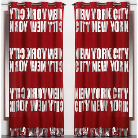 Set of 2 Blackouts Window Curtain Panel NEW YORK CITY with Grommets