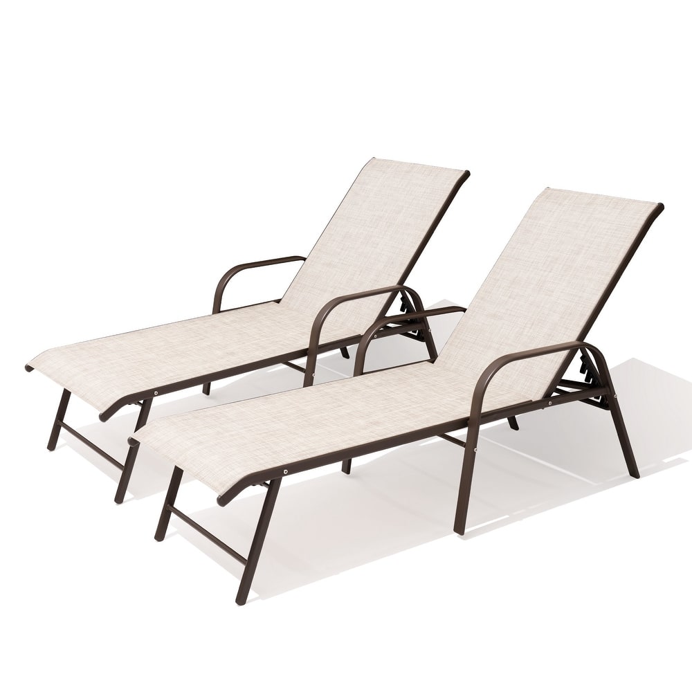 Pellebant Outdoor Patio Aluminum Adjustable Chaise Lounge Chairs