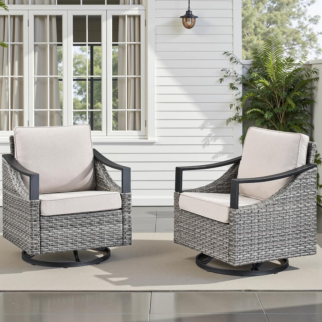 Pocassy Outdoor Patio Swivel Glider Chairs with Cushion