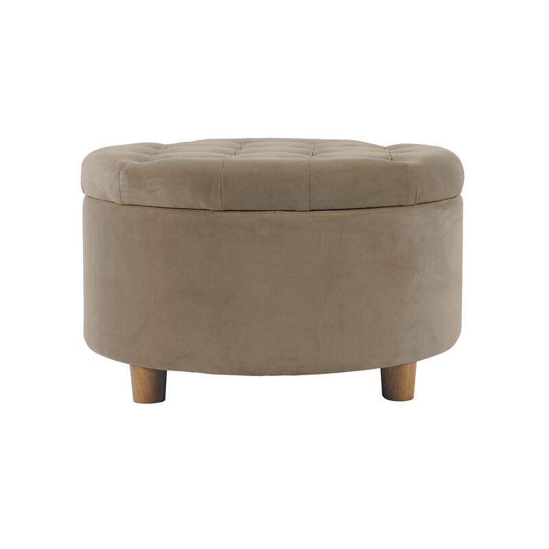 HomePop Button Tufted Round Storage Ottoman
