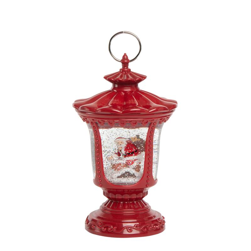 Transpac Artificial 10.25 in. Multicolor Christmas Light-Up Santa Street Light Waterglobe