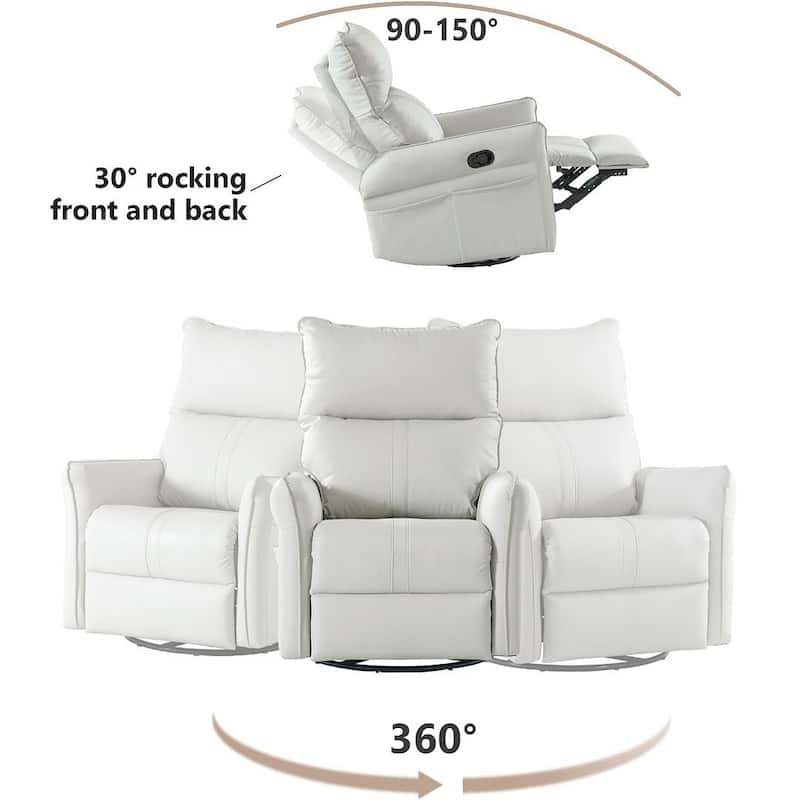 Modern PU Leather Rocker Seating Glider Swivel Recliner Chair