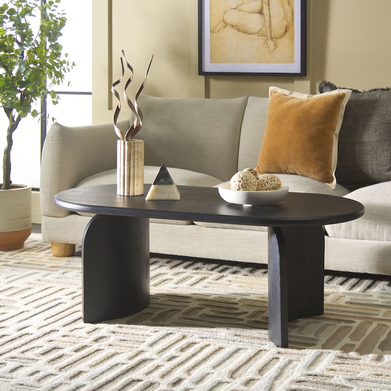 SAFAVIEH Chakun Oval Top Coffee Table - 47"W x 24"D x 18"H - Black