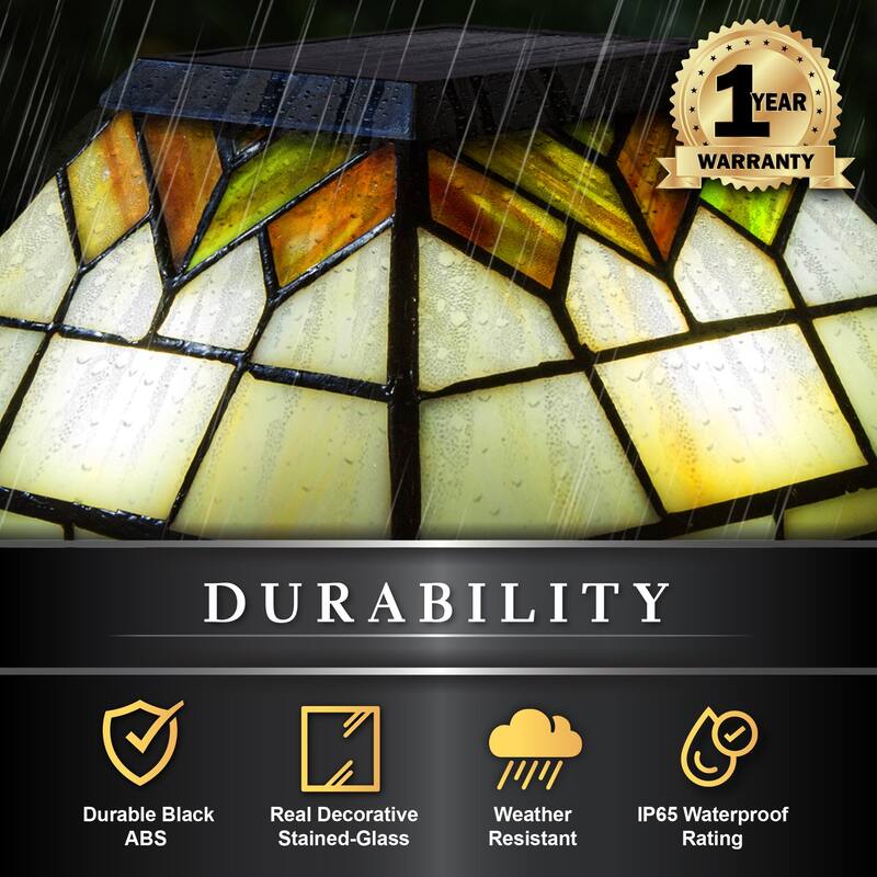 Classy Caps Stained Glass Wellington Solar Post Cap (Set of 2)
