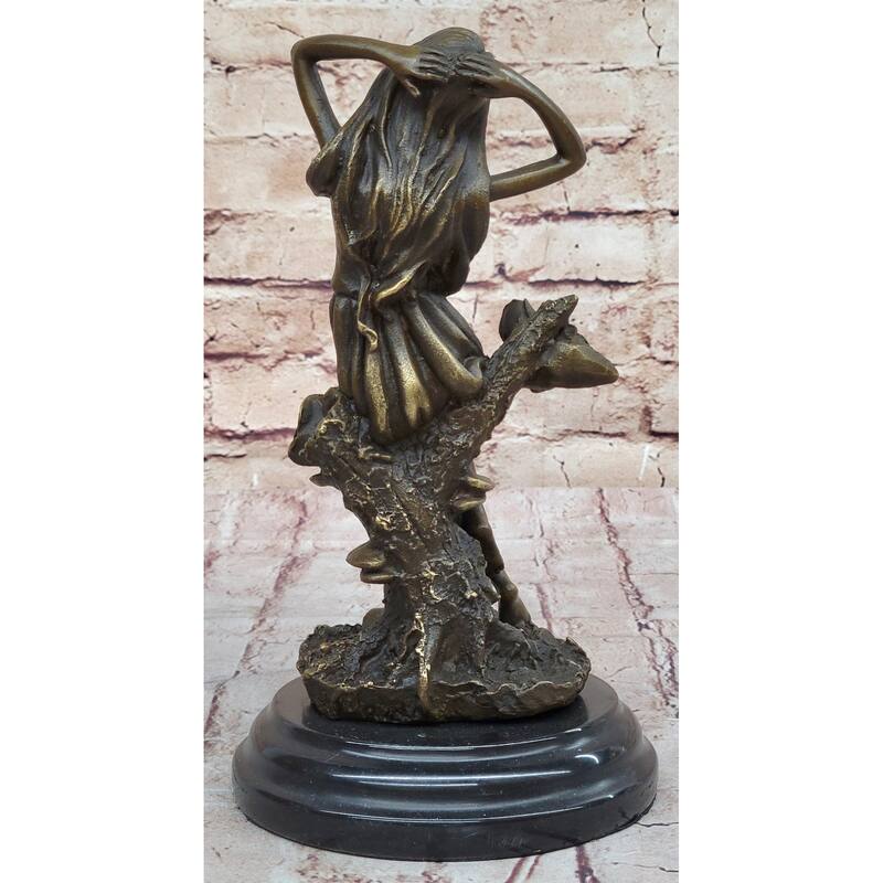Flower Blossom Nymph Girl Bronze Statue Sculpture Figure Original 10 Inches X 5 Inches
