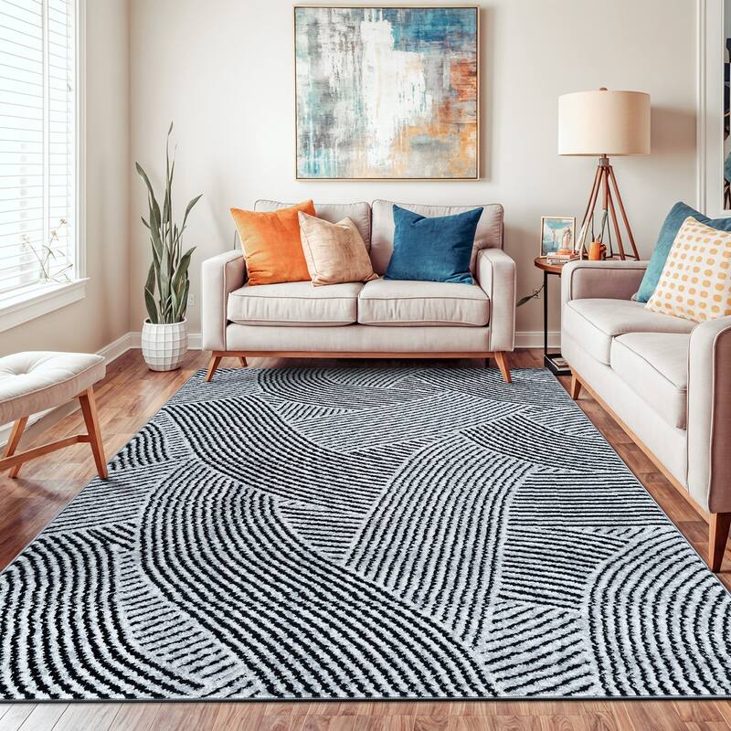 World Rug Gallery Bohemian Stripe Waves Area Rug
