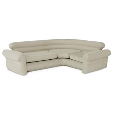 Intex Inflatable Corner Living Room Neutral Sectional Sofa | 68575EP - 101 x 80 x 30 inches