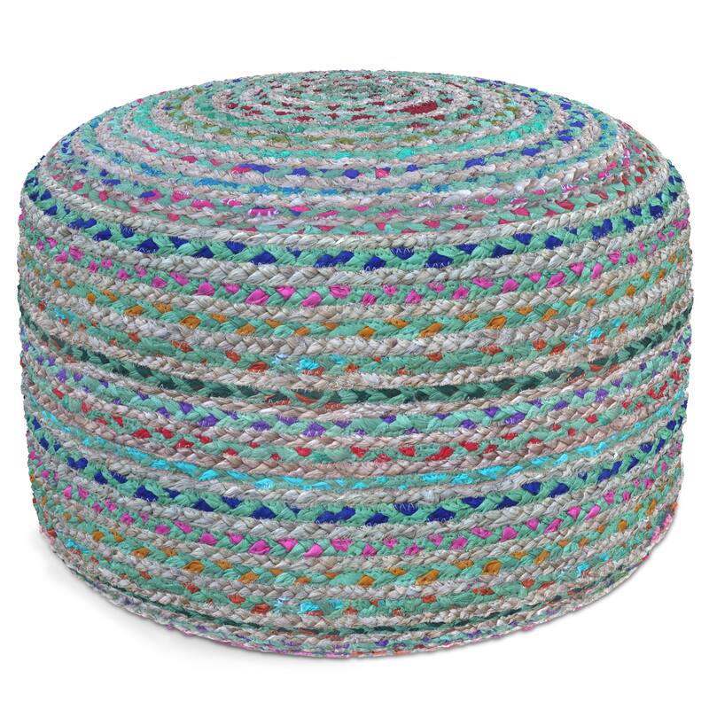 WYNDENHALL Mattise Boho Round Pouf in Braided Jute
