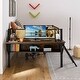 preview thumbnail 27 of 37, Metal Loft Bed with Desk, Rattan Loft Bed Frame with Hanging Storage