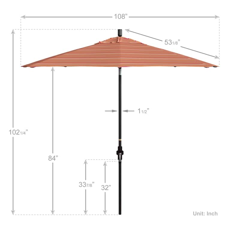 California Umbrella 9' Rd Patio Umbrella Bronze Aluminum Frame Fiberglass Ribs Crank Lift Collar Tilt Sunbrella