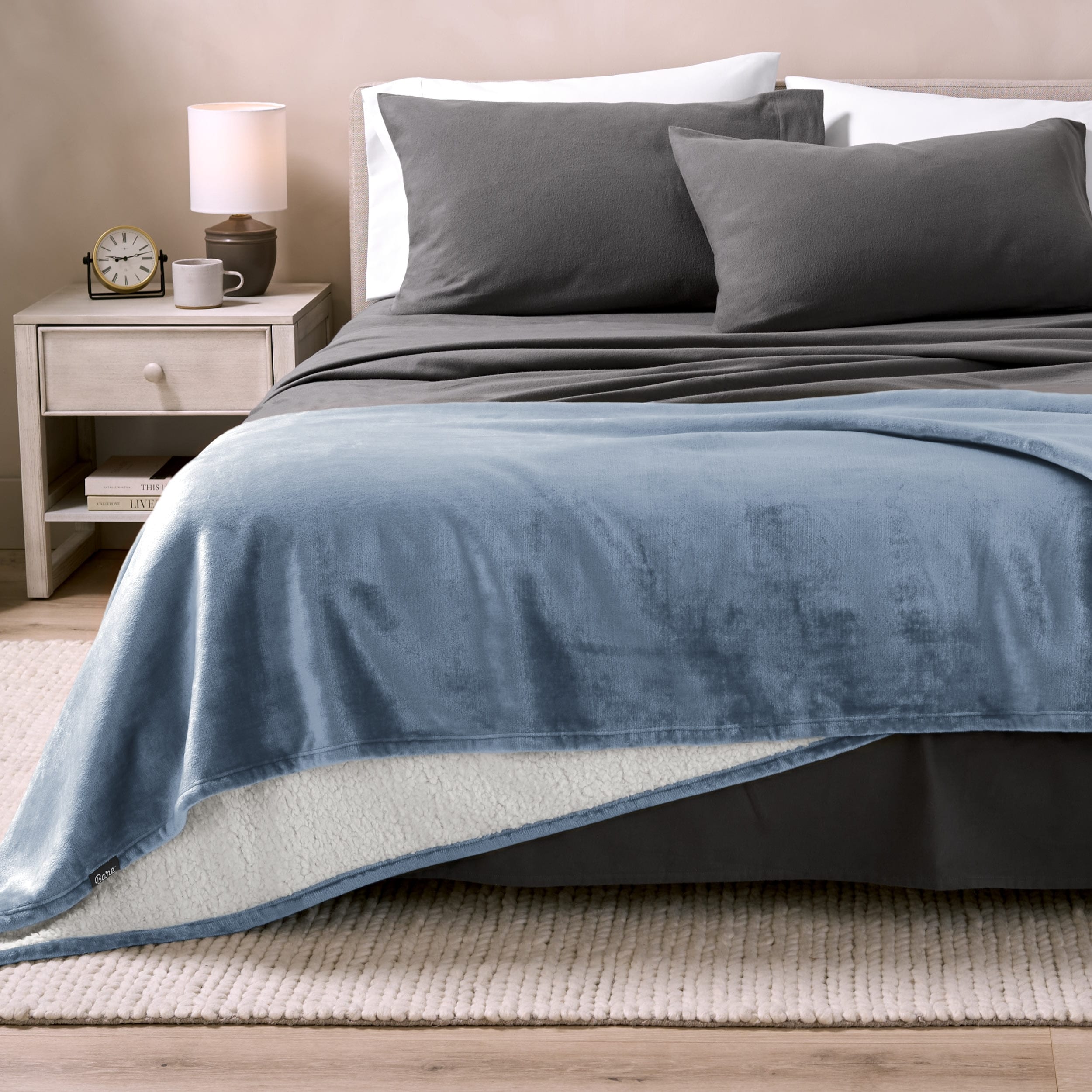 Bare Home Sherpa Fleece Blanket Reversible Plush Bed Blanket Full Queen Kodiak