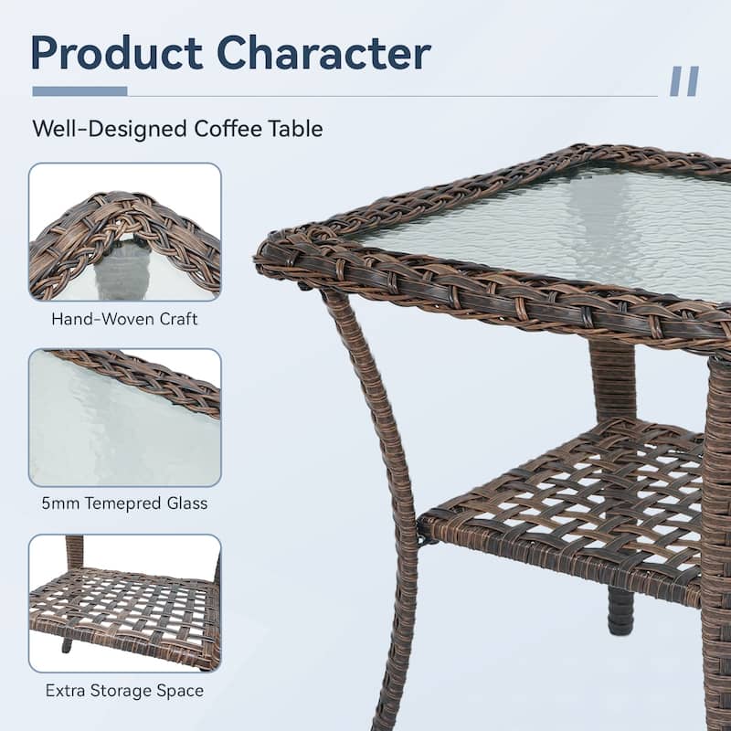 Gymojoy Outdoor Wicker Patio Furniture Loveseat and Chair Set