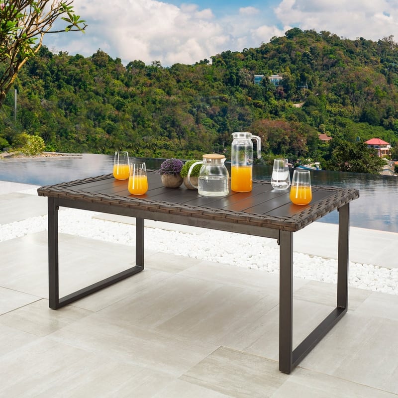 Patio Festival Five-Wicker Outdoor Wicker Coffee Table - Brown