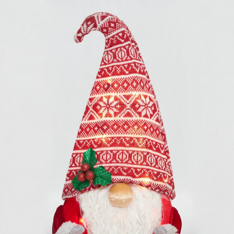 22" UL Plush Gnome with Red Hat Sculpture