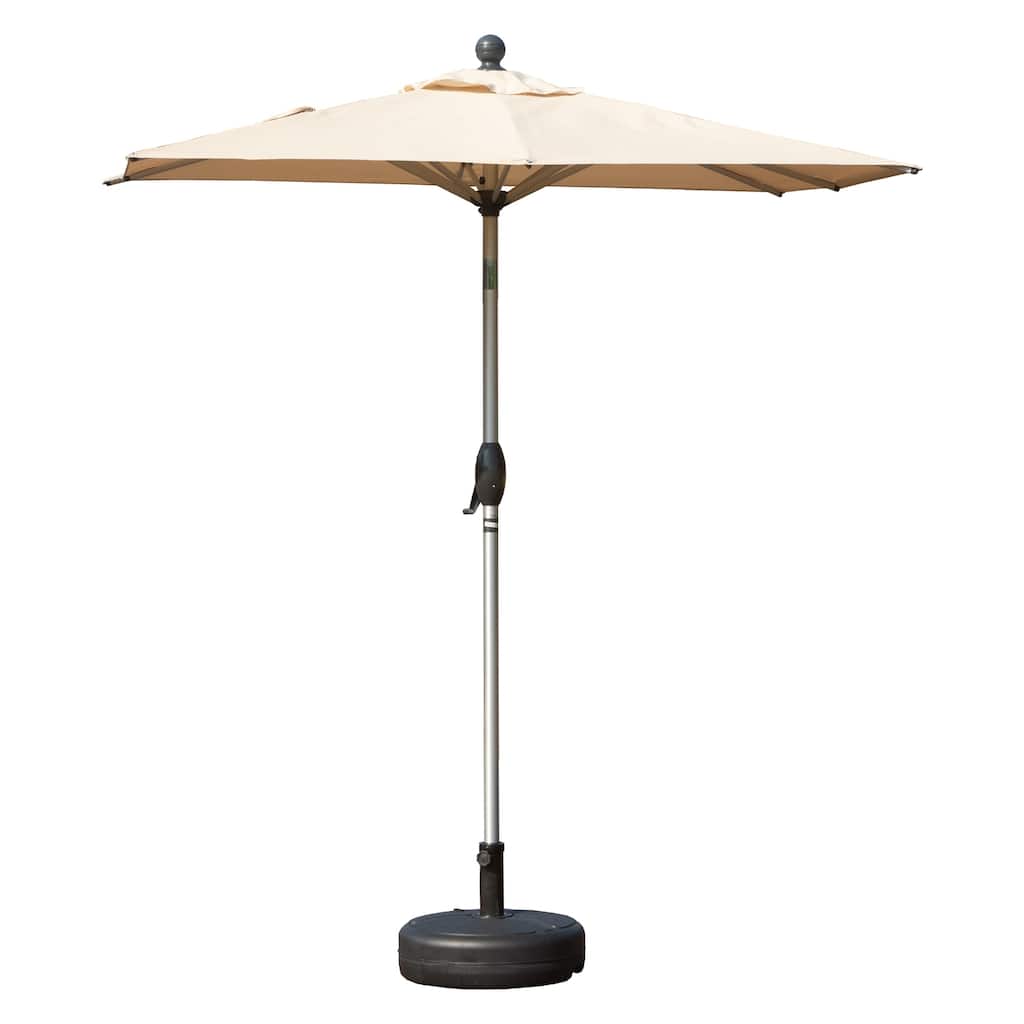 Beige Rectangle Patio Umbrella with Crank Lift & Tilt Function (Base Sold Separately)
