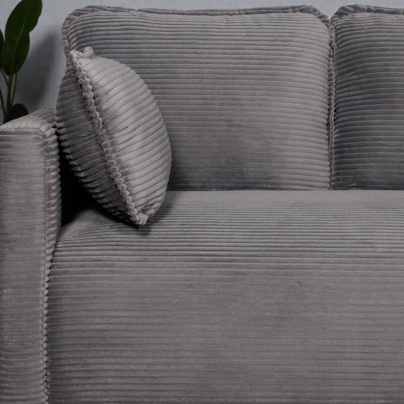 48" Corduroy Loveseat Sofa with Side Storage Pocket, 2-Seater Couch, Solid Wood Frame for Apartment