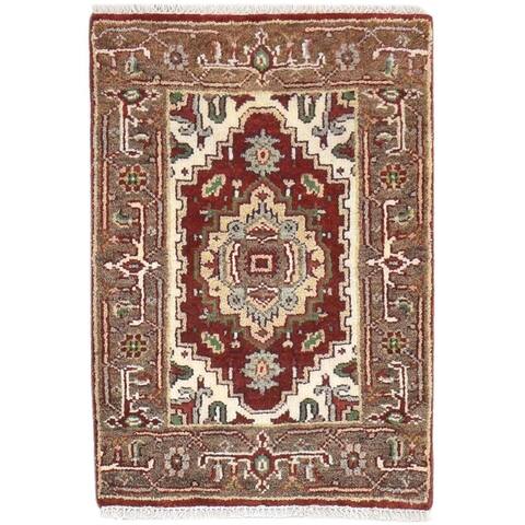 One of a Kind Hand-Knotted Persian 2' x 3' Oriental Wool Red Rug - 2' x 3'