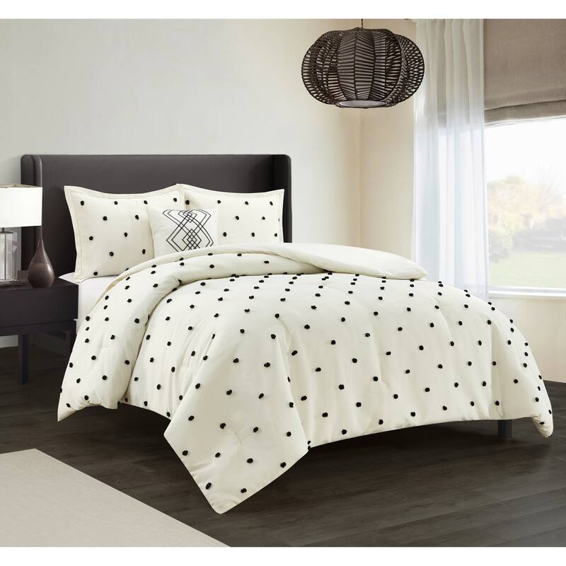 Nanshing Donna 4-Piece Polka Dots Comforter Set - Ivory - 3-Piece - Twin