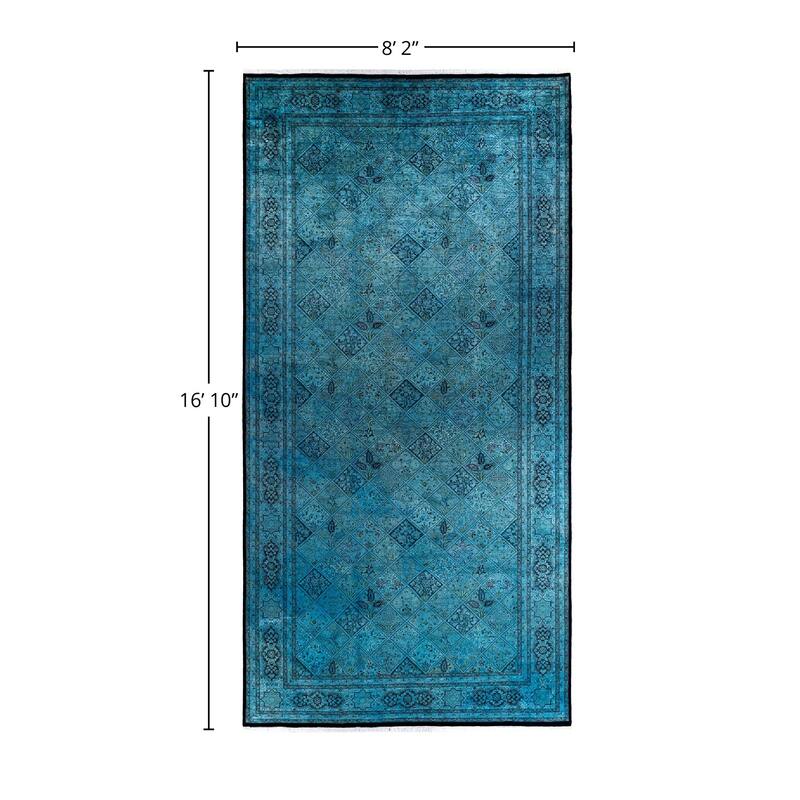 Overdyed, One-of-a-Kind Hand-Knotted Area Rug - Blue - 8' 2" x 16' 10"