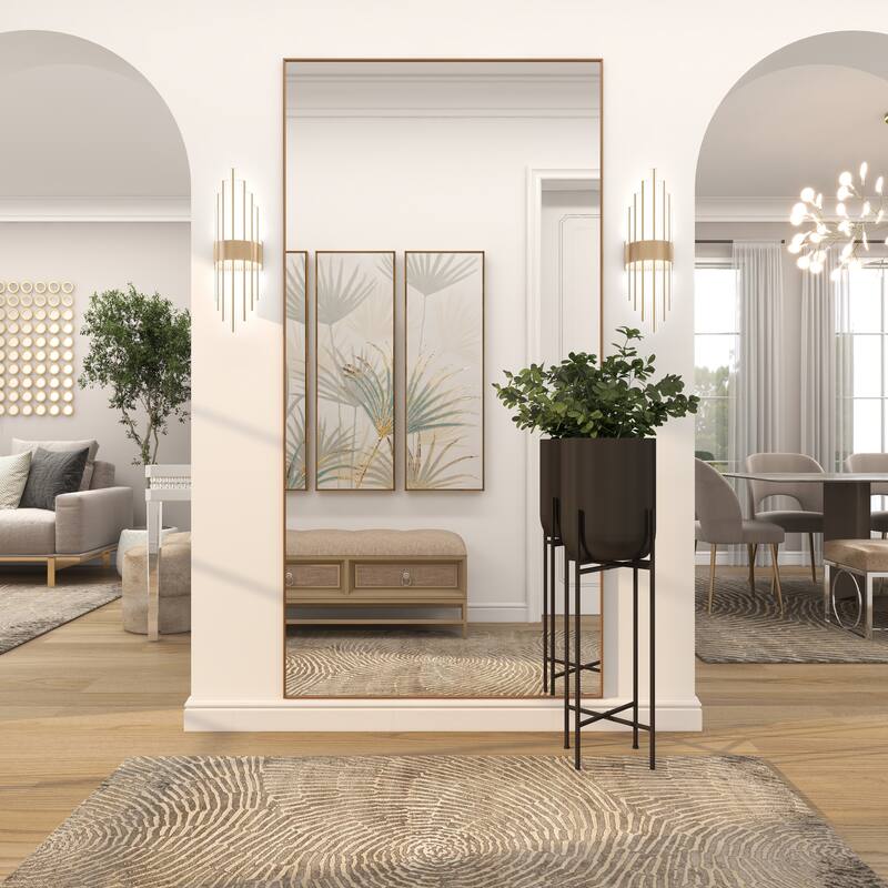 Metal Minimalistic Room Wall Mirror with Thin Frame - Gold - CosmoLiving by Cosmopolitan