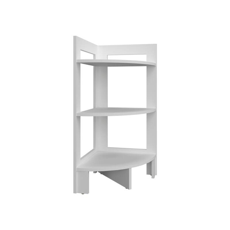 Side Table 31.70" H, with 3 Open Shelves, 3 Legs, 31.70" H x 15.20" W x 15.20" D, White