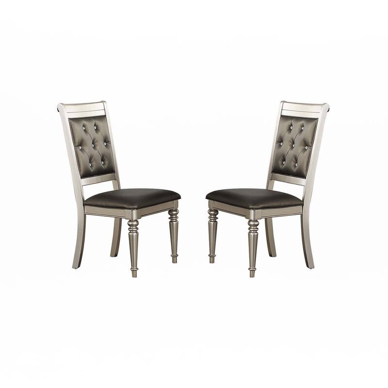 Dining Chairs With Tufted Back, Silver(Set Of 2) - Silver
