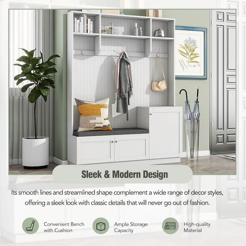 Elegant Design Hall Tree with Comfort and Storage Solutions