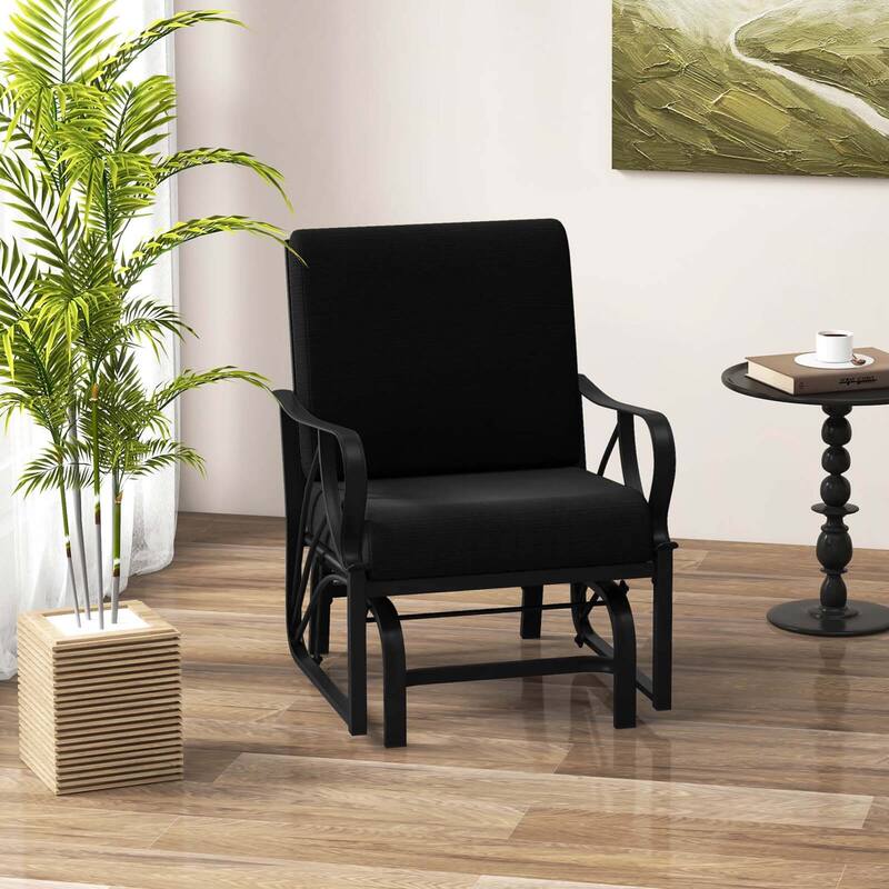 Costway Patio Rocking Chair with Cushion Heavy-Duty Metal Frame Smooth - See Details