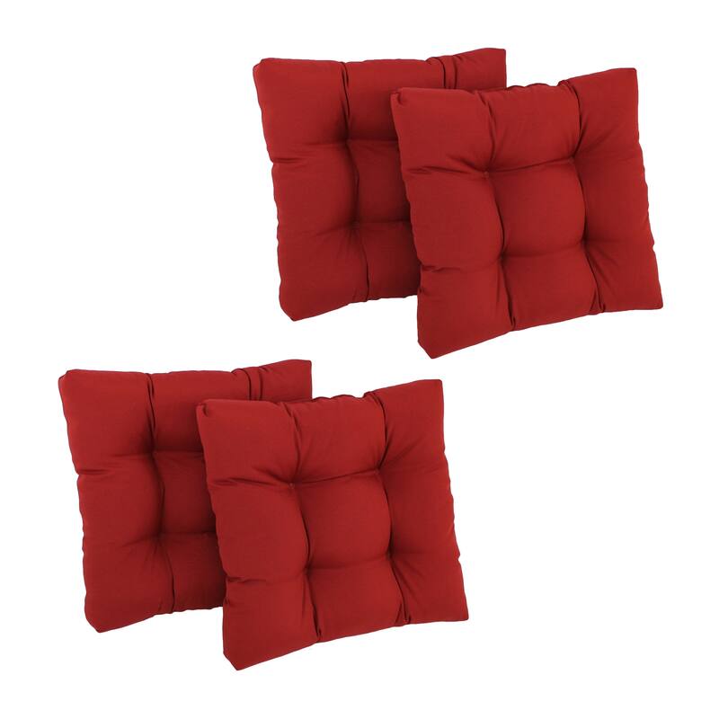 19-inch Twill Square Chair Cushion (Set of 1, 2, or 4) - 19" x 19" - Set of 4 - Ruby Red