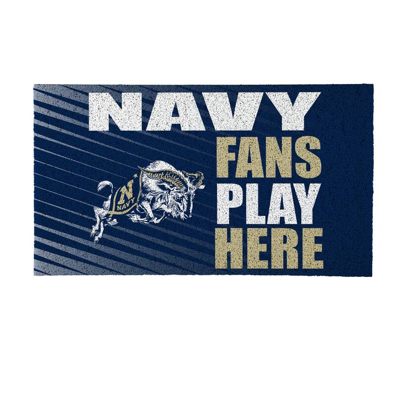 28 in. x 16 in. US Naval Academy "Fans Play Here" PVC Door Mat