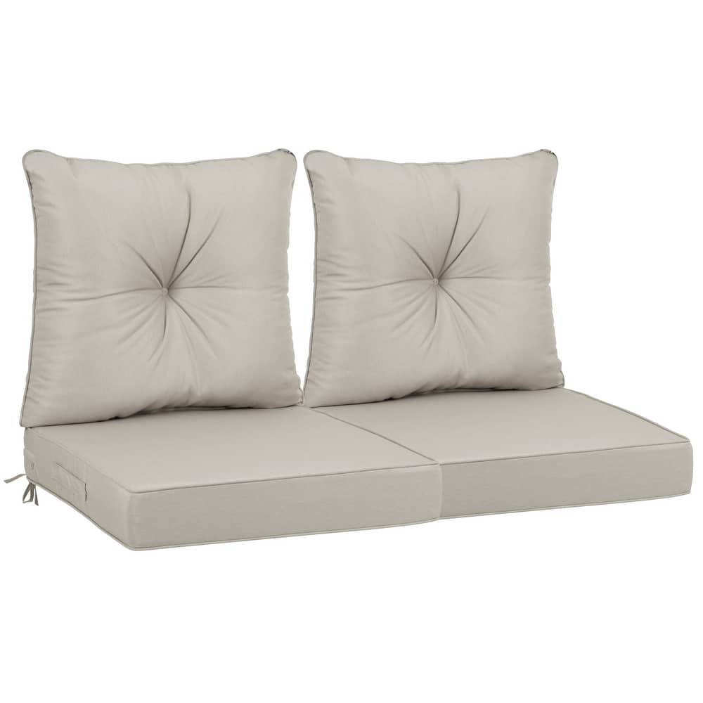 Outdoor Deep Seat Cushions,Waterproof Replacement Patio Chair Cushions Set Of 2, 24 X 24 X 4 Inch,Sewn Circle Tack Red