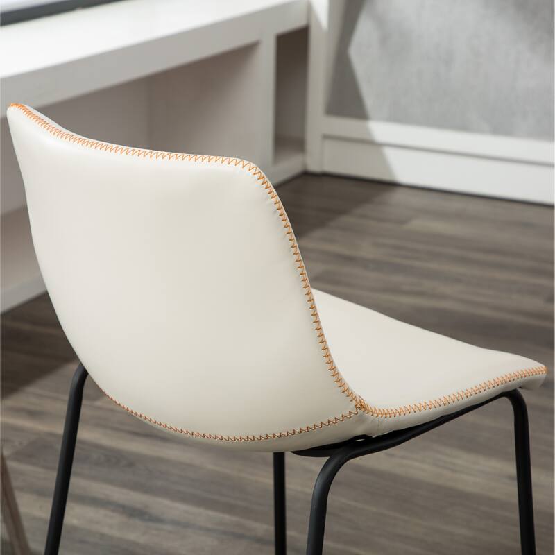 Vintage PU Leather Bar Stools with Footrest, Set of 2