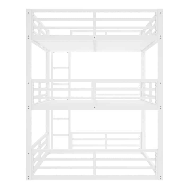 GDFStudio - Fillip Metal Triple Bunk Bed with Guardrails & Noise-Reduced Heavy-Duty Frame