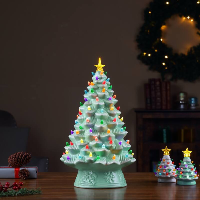 18" Nostalgic Ceramic Tree - Seafoam