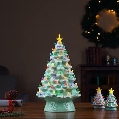 18" Nostalgic Ceramic Tree - Seafoam