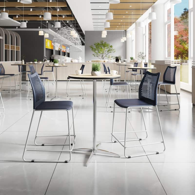Stackable Sled Base Counterstool with Vented Back and Integrated Footrest - 19.75"W x 22"D x 37.5"H