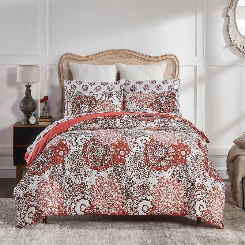 Better Trends Lyla Collection 7 Pc Microfiber Comforter Set in Coral