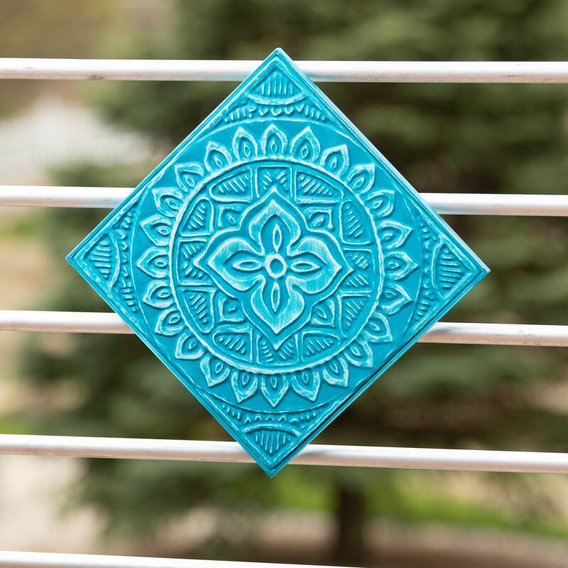 Sullivans Mediterranean Motif Wall Tiles Set of 4, 12.5"H Blue - 12.5"L x 1"W x 12.5"H