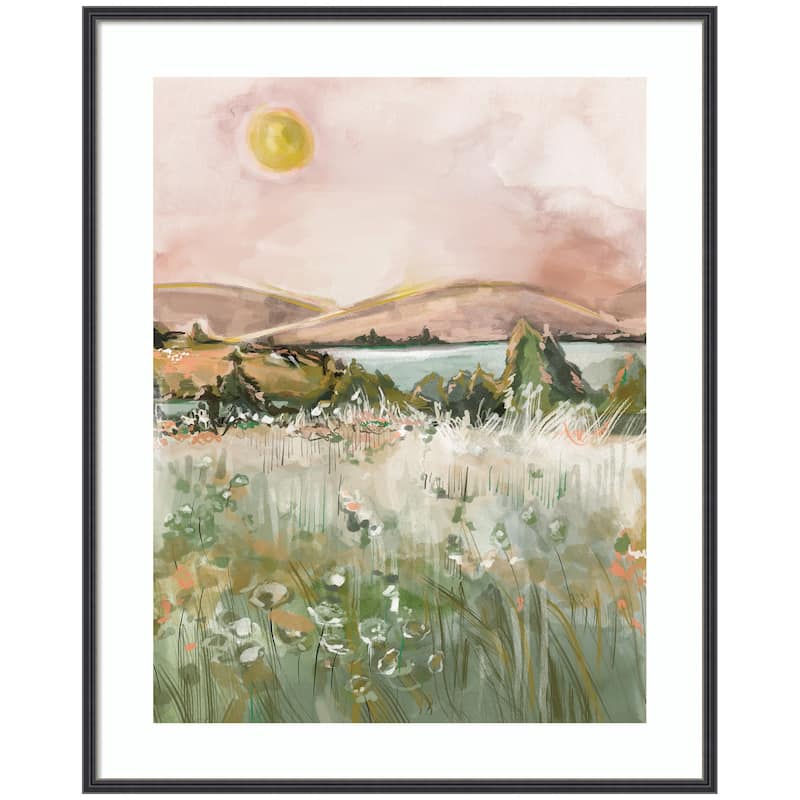 Kate and Laurel Framed Art Neutral Landscape 02 by Annie Quigley - 33x41 - Black
