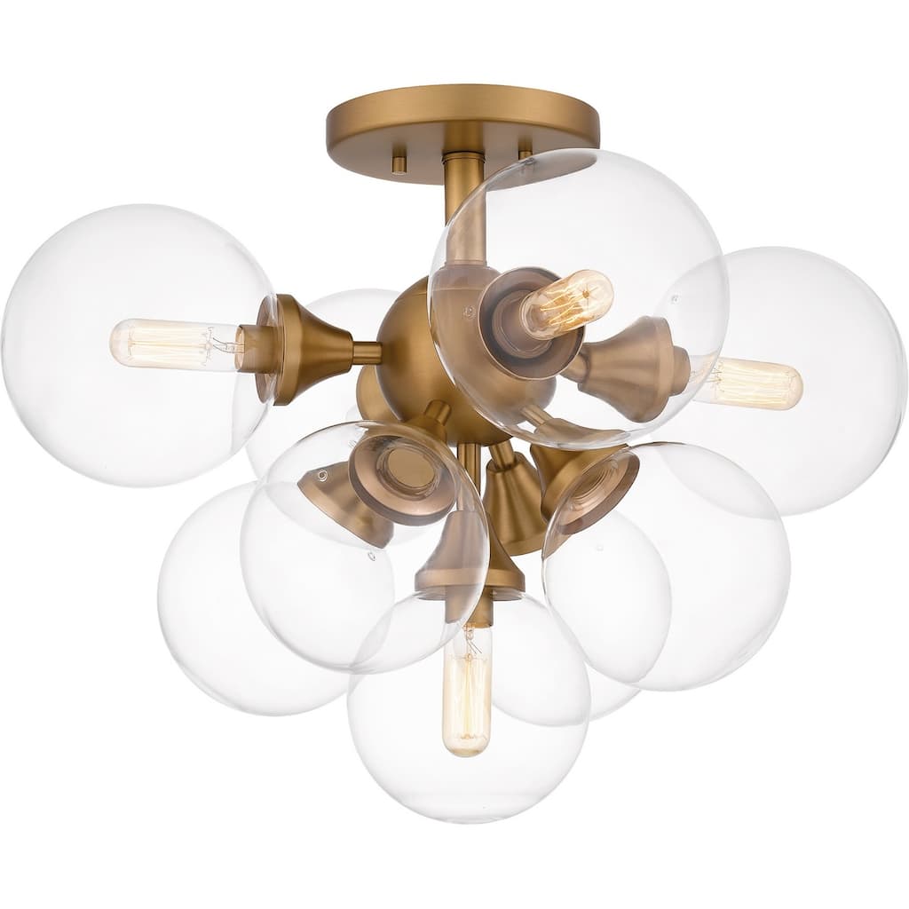 Brushed Weathered Brass Five Light Semi Flush Mount from the Glinda Collection