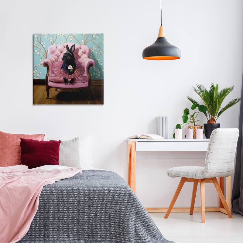 Stupell Girlie Rabbit in Tutu Canvas Wall Art Design By Lucia Heffernan