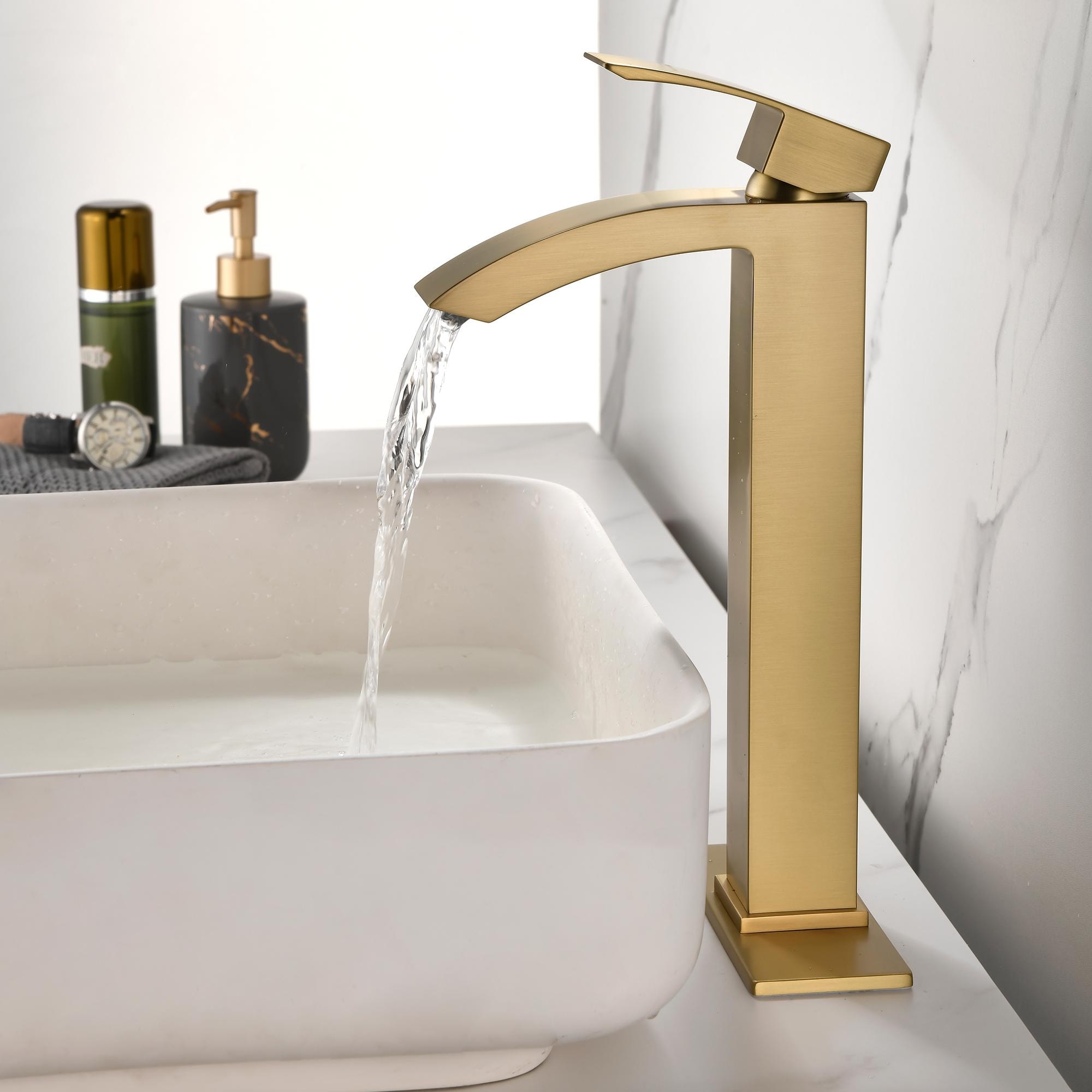 Single Handle Single Hole Bathroom Vessel Sink Faucet with Pop-up Drain Assembly