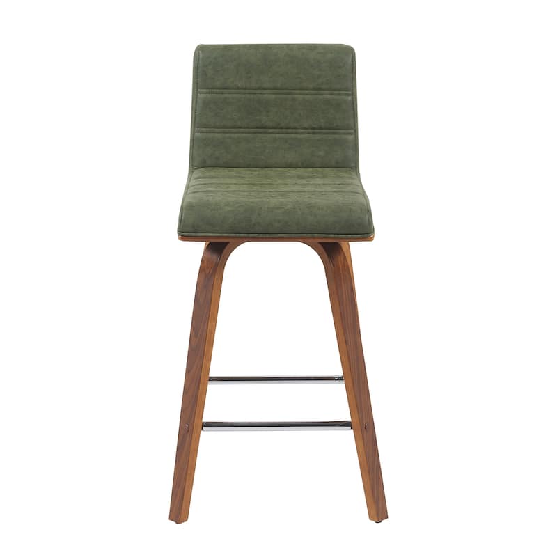 Skara Mid-Century Swivel Counter Stool, Upholstered Counter Height Chair with Bentwood Legs