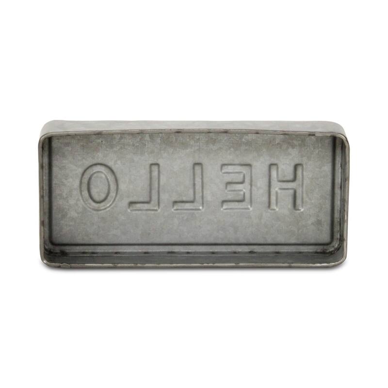 Rectangular Raised Hello Metal Sign - 8.5"