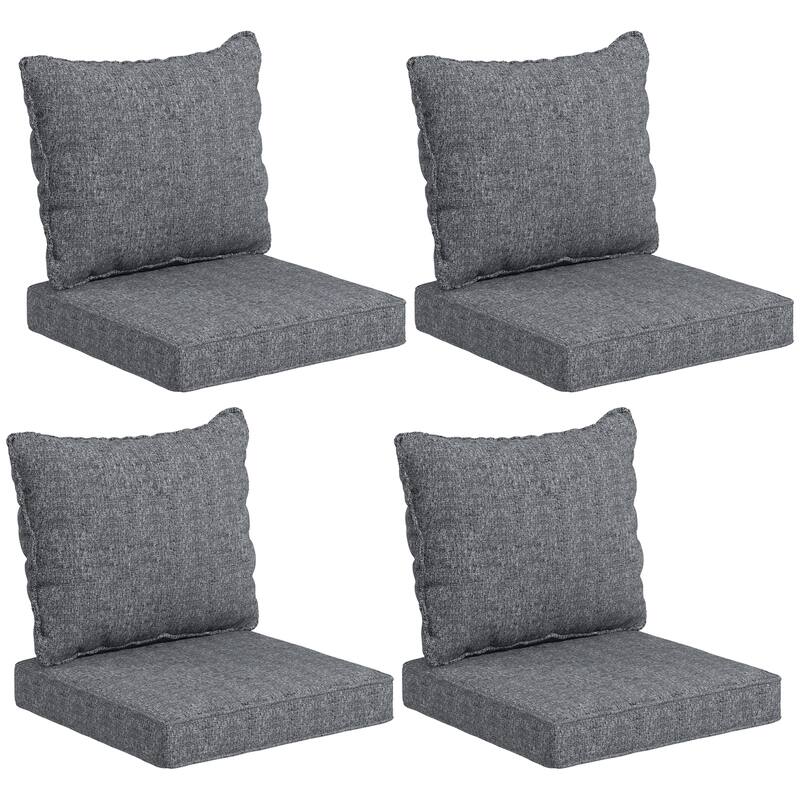 Outsunny 8-Piece Patio Chair Cushion and Back Pillow Set, Seat Replacement Patio, Cushions Set for Outdoor Garden Furniture