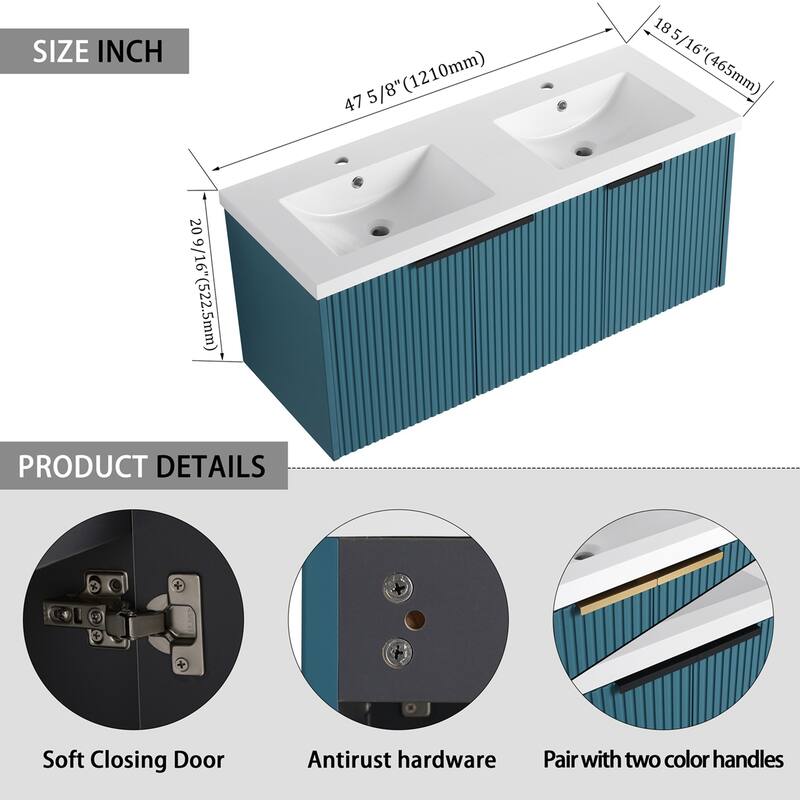 Wall Mounted Bathroom Vanity with Resin Sink