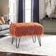 preview thumbnail 28 of 44, Silver Orchid Sterling Shaggy Fauxfur Ottoman Bench 19"x 13"x17" - Rust