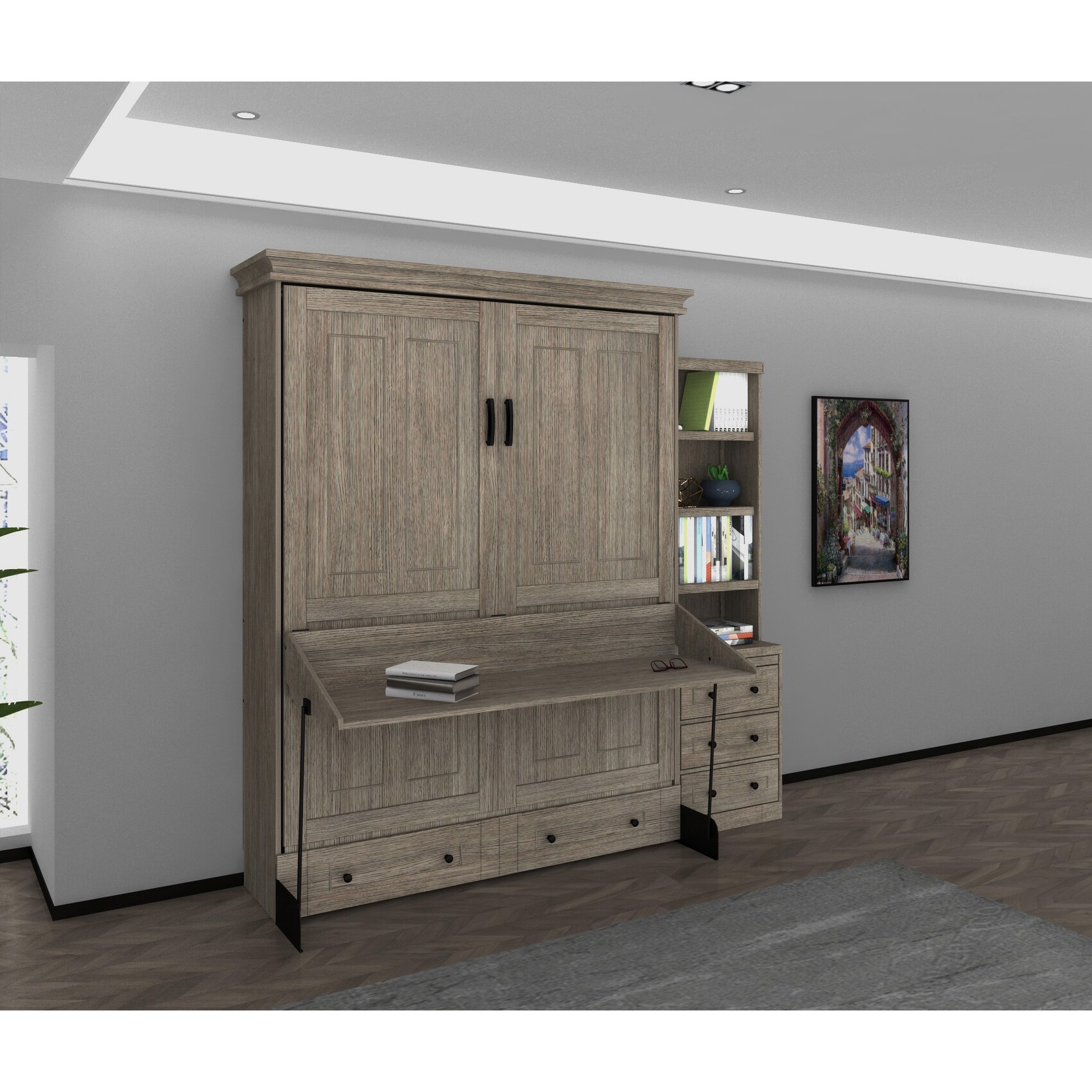 Breakwater bay mathews queen shop storage murphy bed