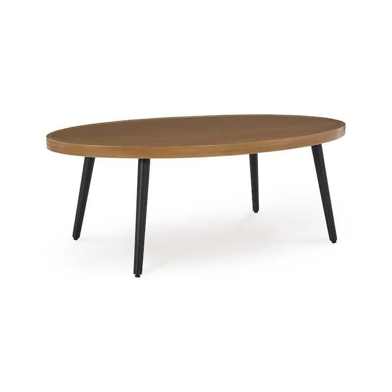 Signature Design by Ashley Horizon Hall Brown/Black Outdoor Coffee Table - 48.13" W x 29.88" D x 18" H - 48.13" W x 29.88" D x 18" H - Brown/Black