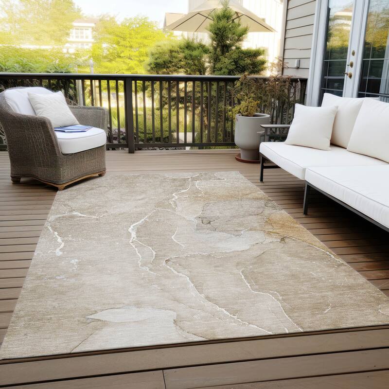 Elfi Modern Art-Inspired Weather Resistant Classic Meets Modern Outdoor Rug